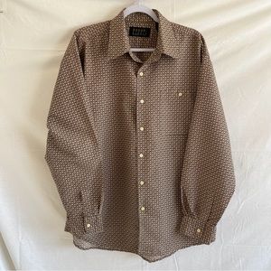 Bogari Studio Italy Button Up CasualLong Sleeve Shirt Patterned Taupe Size Large